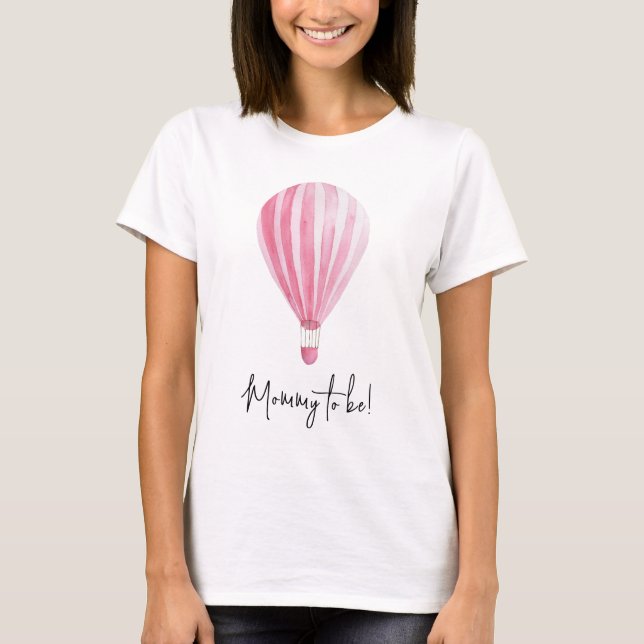 Camiseta Globo aerostático rosa Embarazada (Anverso)
