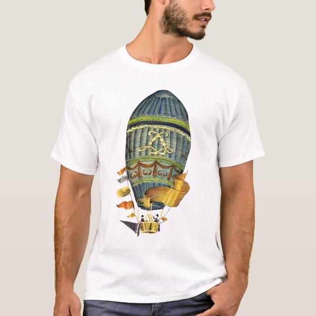 Camiseta Globo azul cilíndrico de aire caliente (Anverso)