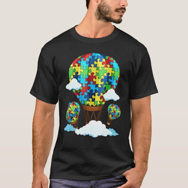 Camiseta Globo de aire caliente Autismo Conciencia Romper r (Anverso)
