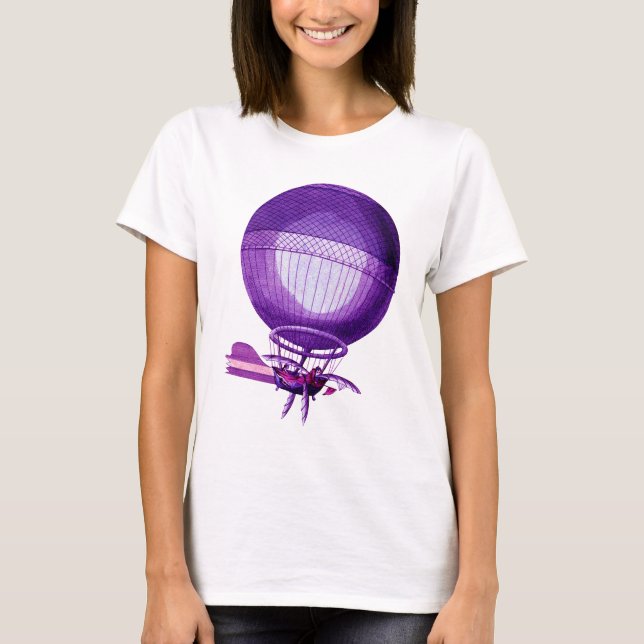 Camiseta Globo de aire caliente Blanchards Hydrogen (púrpur (Anverso)