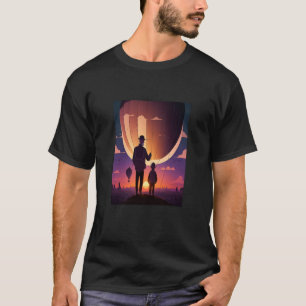 Camiseta Globo De Aire Caliente Explorando A Papá Y A Un Ni