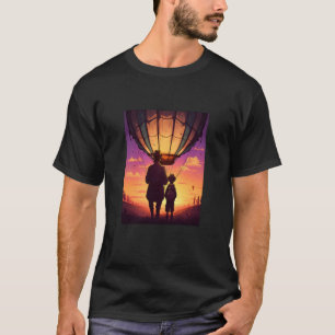 Camiseta Globo De Aire Caliente Explorando A Papá Y A Un Ni