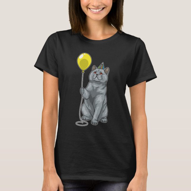 Camiseta Globo de cumpleaños de British Shorthair (Anverso)