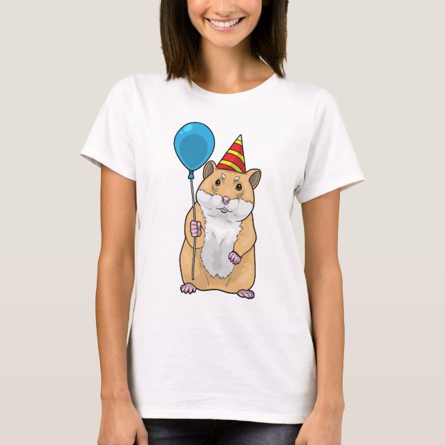 Camiseta Globo de cumpleaños de hámster (Anverso)