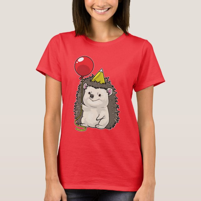 Camiseta Globo de cumpleaños de Hedgehog (Anverso)