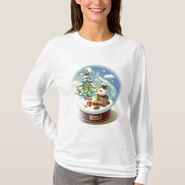 Camiseta Globo de la nieve con el muñeco de nieve y el (Anverso)