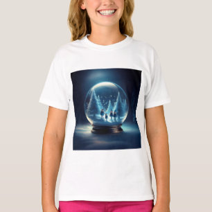 Camiseta Globo de Nieve con 4 Pequeños Elfos y Copos de Nie