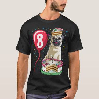Camiseta Globo de pastel de cumpleaños Pug 8