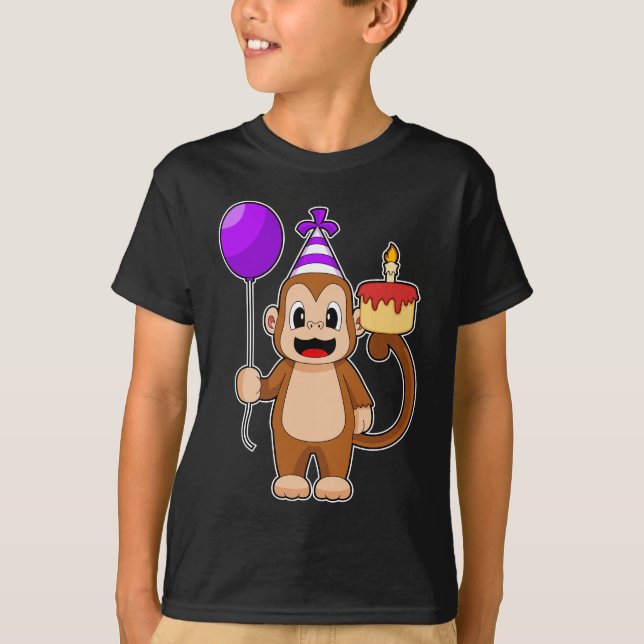 Camiseta Globo de tarta de cumpleaños de mono (Anverso)