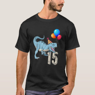 Camiseta Globo Dinosaurio T Rex Cumpleaños 15 Años Niño Niñ