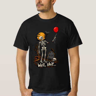 Camiseta Globo Rojo de Esqueleto Divertido Halloween 2026