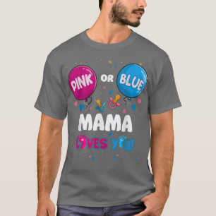 Camiseta Globo rosa o azul que mamá ama y te revela género