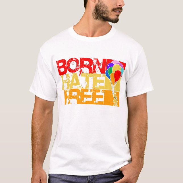 Camiseta globos arcoiris. nacen libres de odio. (Anverso)