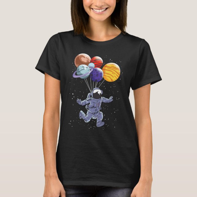 Camiseta Globos astronautas en la Luna Marte planetas Space (Anverso)