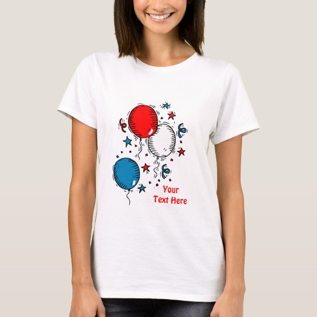 Camiseta Globos azules rojos conmemorados por Estados Unido (Anverso)