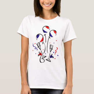 Camiseta Globos blancos y azules rojos y champán