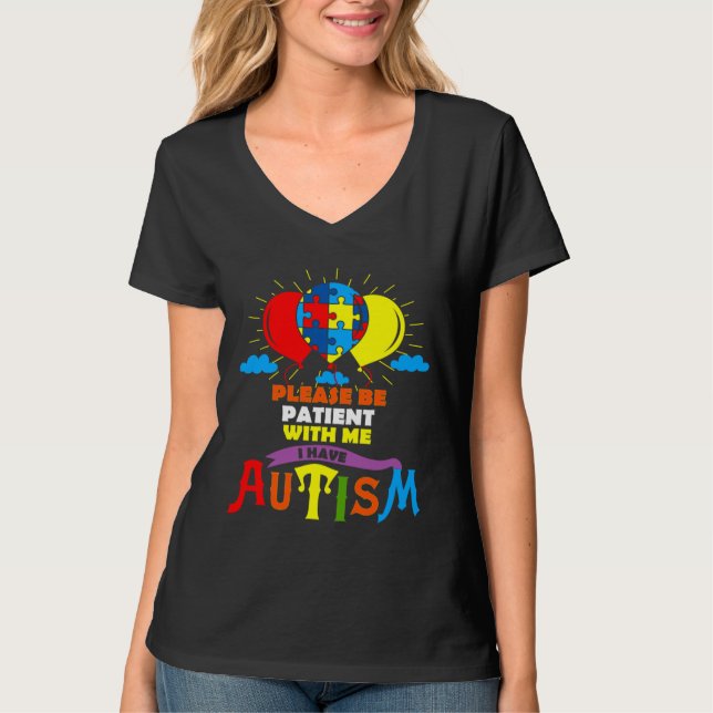 Camiseta Globos de autismo lindo Por Favor Sean Pacientes C (Anverso)