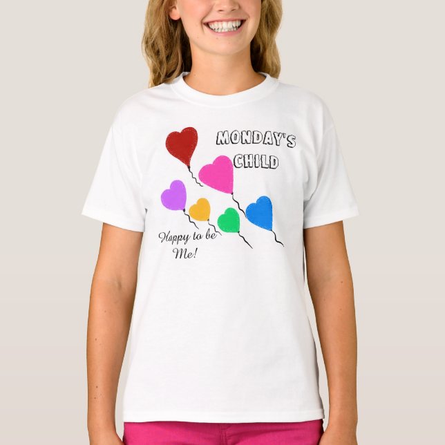Camiseta Globos de corazón infantil del lunes (Anverso)