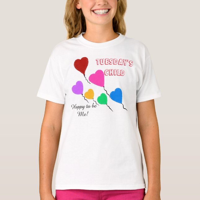 Camiseta Globos de corazón infantil del martes (Anverso)