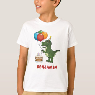 Camiseta Globos de Cumpleaños Coloridos T-rex Dinosaurio No