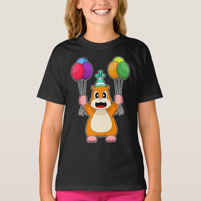 Camiseta Globos de cumpleaños de Hamster (Anverso)