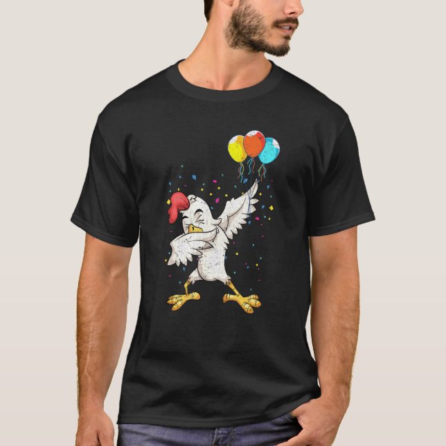 Camiseta Globos de cumpleaños de pollo Dab Animales de gran (Anverso)