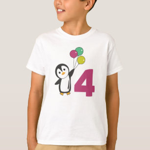 Camiseta Globos De Cumpleaños Del Cuarto Pingüino Para Cami