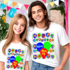 Camiseta globos de cumpleaños felices para personalizados
