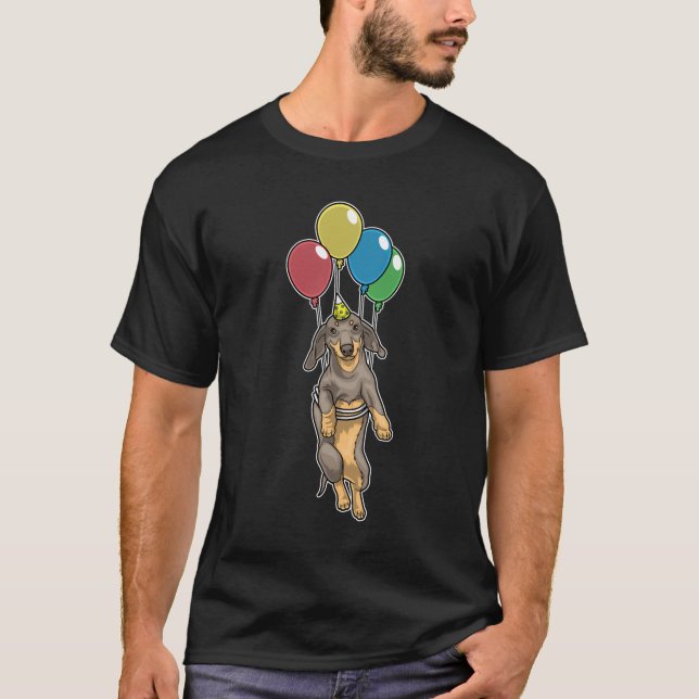 Camiseta Globos de cumpleaños para Dachshund (Anverso)