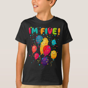 Camiseta globos de fiesta de cumpleaños número 5 quinto de 
