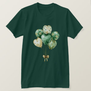 Camiseta Globos de fiesta trébol verde oro