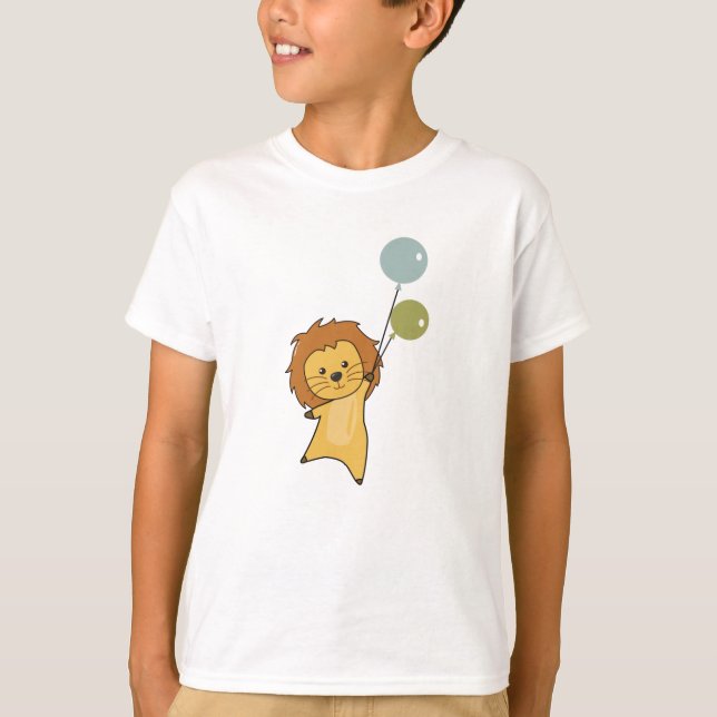Camiseta Globos De Gato Grande Para Niños De Animales Cuida (Anverso)