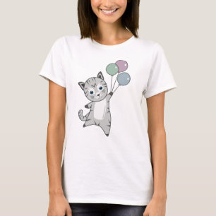 Camiseta Globos de gatos gatitos adoran animales grisáceos