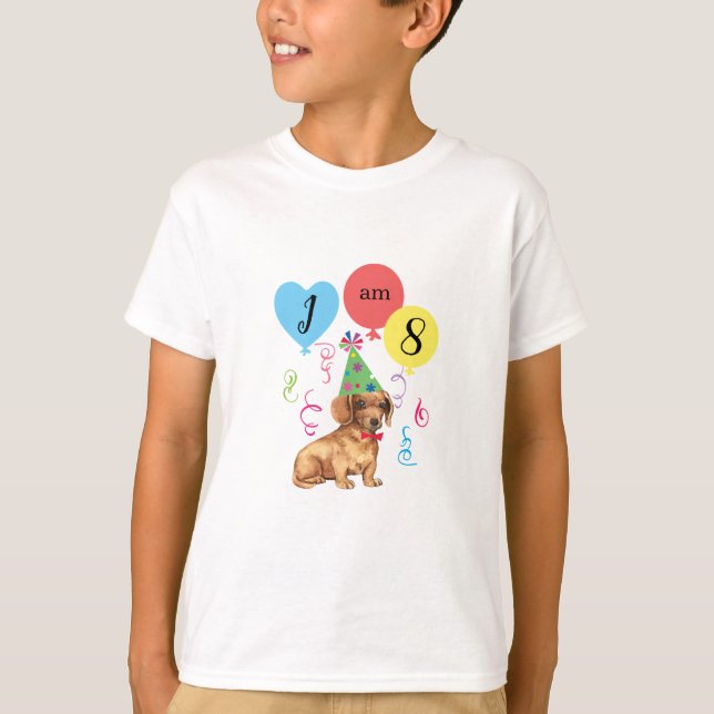 Camiseta Globos de la fiesta de cumpleaños Dachshund (Anverso)