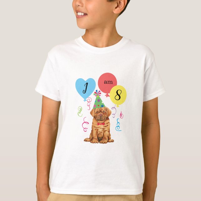 Camiseta Globos de la fiesta de los cumpleaños Dogue de la  (Anverso)