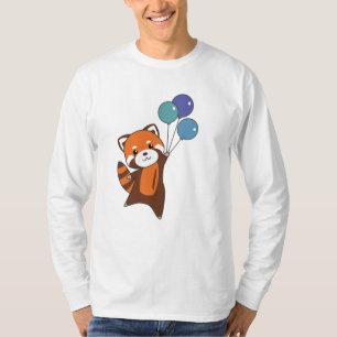 Camiseta Globos De Moscas Rojas Panda Cutan Animales Para N
