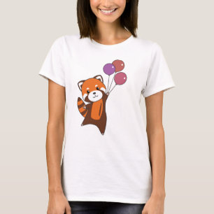Camiseta Globos De Moscas Rojas Panda Cutan Animales Para N