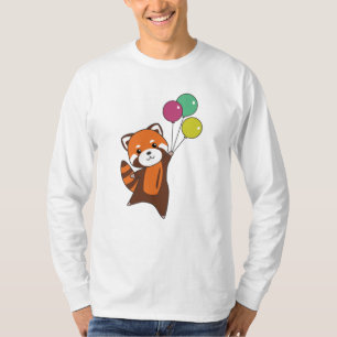 Camiseta Globos De Moscas Rojas Panda Cutan Animales Para N