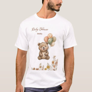 Camiseta Globos de oso lindo Boho floral Baby Shower