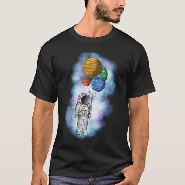 Camiseta Globos de planetas astronautas (Anverso)