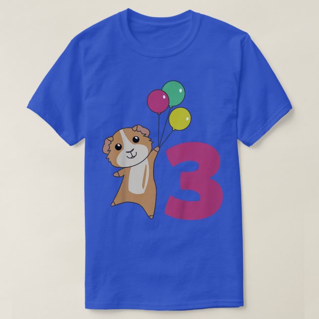 Camiseta Globos De Tercer Cumpleaños Para Niños De Guinea C (Diseño del anverso)