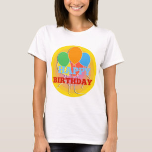Camiseta Globos felices de cumpleaños de colores brillantes