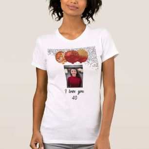 Camiseta Globos rojos con brillo de plata y oro Invitado de