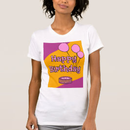 Camiseta Globos rosados de feliz cumpleaños y diseño de pas