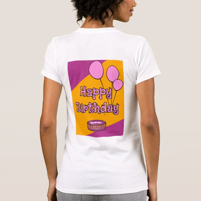 Camiseta Globos rosados de feliz cumpleaños y diseño de pas (Reverso)