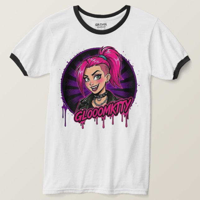 Camiseta Gloomkitty Ringer (Anverso del diseño)