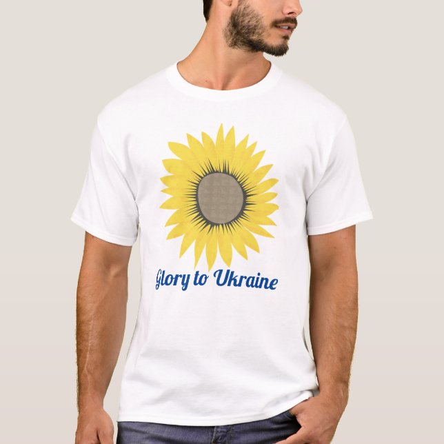 Camiseta Gloria al girasol de estilo ucraniano amarillo (Anverso)