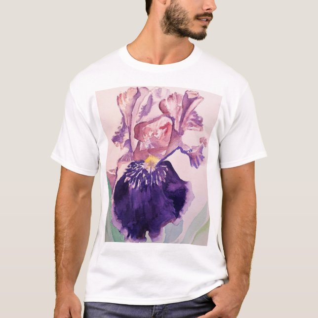 Camiseta Glorioues Purple Iris Watercolor Pintado (Anverso)
