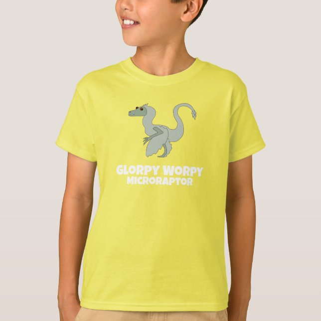 Camiseta Glorpy Worpy Microraptor Dino T-Shirt (Anverso)