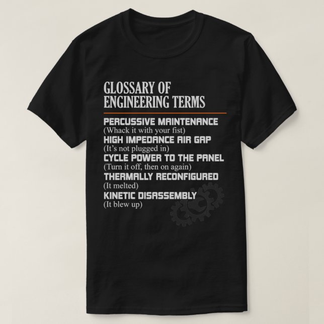 Camiseta Glosario de Términos de Ingeniería Difícil de Inge (Diseño del anverso)